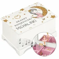 Pozytywki dla dzieci - Szkatułka drewniana z pozytywką i nadrukiem dla dziewczynki na imieniny - miniaturka - grafika 1