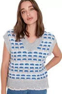 Bluzy damskie - TRENDYOL Damska bluza z wzorem, szara, L, szary, L - miniaturka - grafika 1