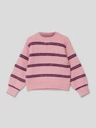 Swetry dla dziewczynek - Sweter z dzianiny w paski - miniaturka - grafika 1