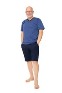 Piżamy damskie - Piżama Męska 2Xl Krótki Rękaw Spodnie Krata Bawełna Dla Taty Dziadka Niebieska - miniaturka - grafika 1