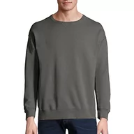 Bluzy męskie - Hanes Męska bluza polarowa Comfortwash odzież barwiona, Nowa kolej szary, M - miniaturka - grafika 1