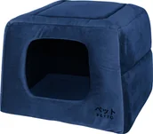 Legowiska dla psów - PETTO Domek legowisko 2w1 Uchi Velvet Granatowy - miniaturka - grafika 1