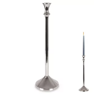 Świecznik na długą świeczkę aluminiowy srebrny 40 cm - Świeczniki - miniaturka - grafika 1
