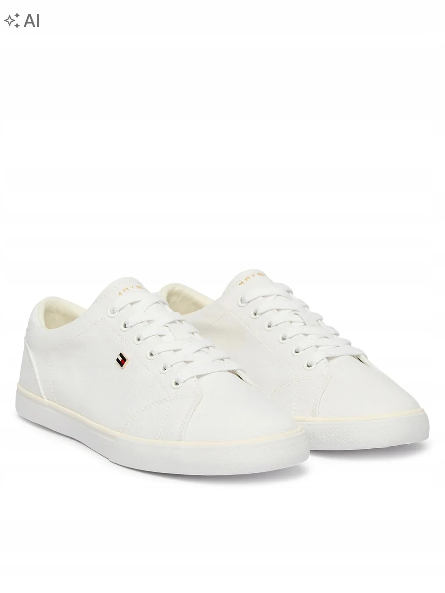 TOMMY HILFIGER BIAŁE TRAMPKI DAMSKIE Z TKANINY I LOGO 39 16PA