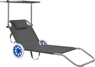 Leżaki ogrodowe - Elior Szary leżak ogrodowy z kółkami - Miriam - miniaturka - grafika 1