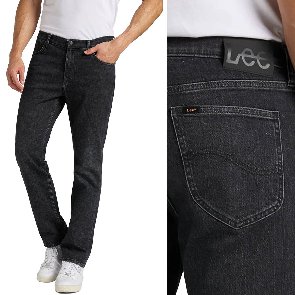 Lee WEST RELAXED STRAIGHT Rock luźne czarne proste spodnie jeansowe W44 L34