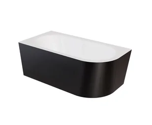 Wanna narożna lewa Besco Avita A-line 170x75 cm czarny połysk syfon biały z napełnieniem przez przelew WAA-17ABLBN - Wanny - miniaturka - grafika 1