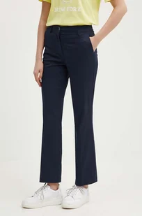 Sisley spodnie damskie kolor granatowy proste high waist - Spodnie damskie - miniaturka - grafika 1