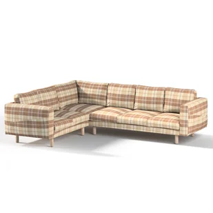 Pokrowiec na sofę narożną Norsborg 5-osobową, krata brązowo-beżowa, 213/291 x 88 x 85 cm, Edinburgh - Pokrowce na meble - miniaturka - grafika 1