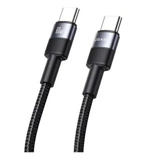 Kabel USB-C - USB-C USAMS Aluminum Alloy SJ724USB01 60W 1.2m Czarny - Kable USB - miniaturka - grafika 1