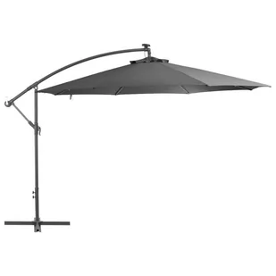 vidaXL Parasol wiszący z LED i metalową rurą, 350 cm, antracytowy - Parasole ogrodowe - miniaturka - grafika 1
