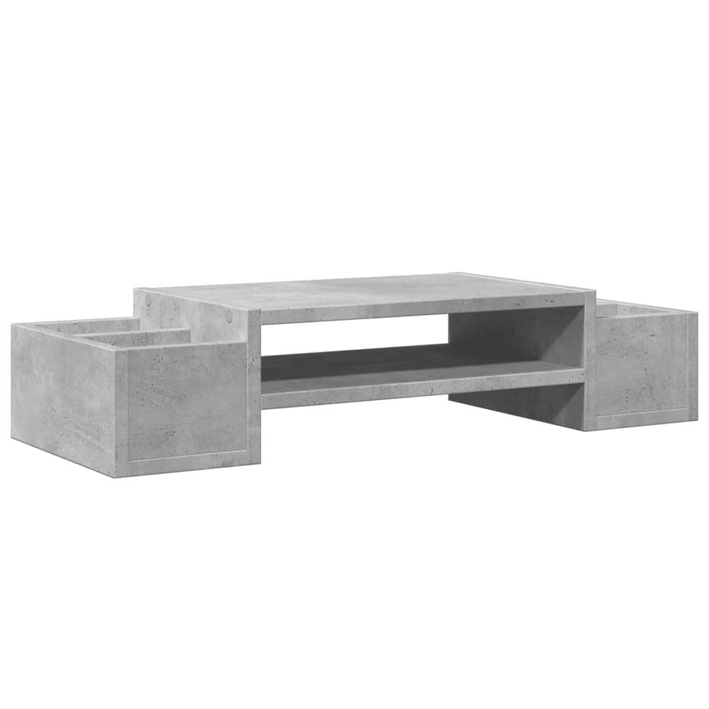 vidaXL Podstawa pod monitor z miejscem do przechowywania betonowa szara 70x27x15 materiał drewnopochodny