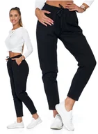 Spodnie damskie - SPODNIE DRESOWE Damskie Klasyczne Czarne Bez Ściągacza Plus Size MORAJ 3XL - miniaturka - grafika 1