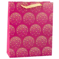 Artykuły biurowe - Torba Prezentowa Elegancka Złote Gwiazdki Różowa 32 x 26 x 10 cm LEAN - miniaturka - grafika 1