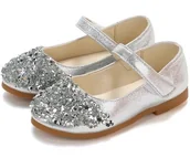 Buty dla dziewczynek - Błyszczące Pantofelki Balerinki Buciki Wizytowe Dla Dziewczynki 18Cm R.30 Srebrne - miniaturka - grafika 1