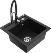 Zlewozmywaki z baterią - Mexen Vito zlewozmywak granitowy 1-komorowy z baterią kuchenną Aster, czarny - 6503-77-73450-07 - miniaturka - grafika 1
