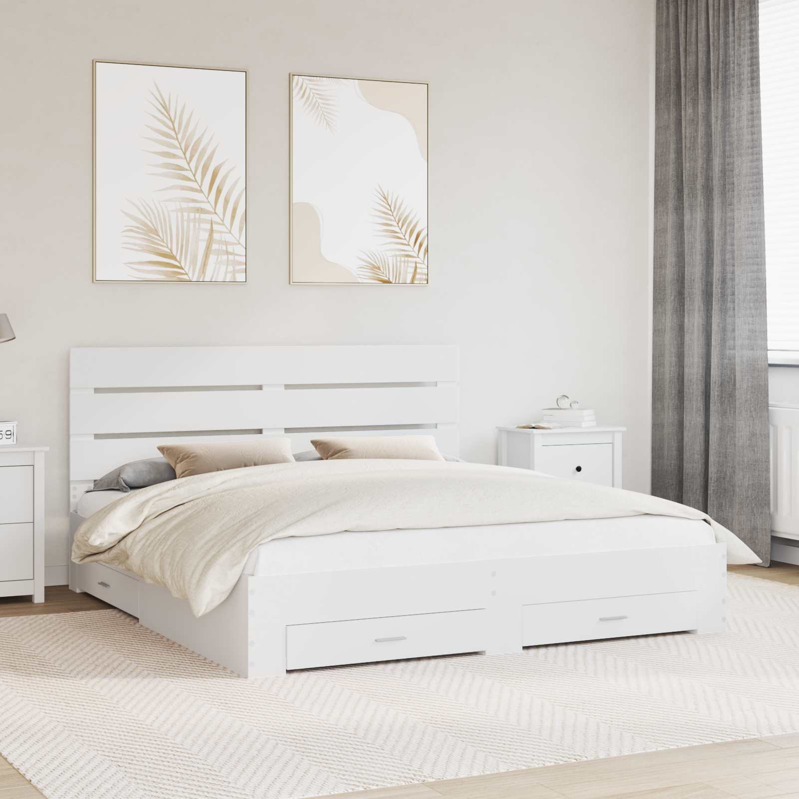vidaXL Ramka łóżka Biały 180 x 200 cm Materiał z kompozytowego drewna