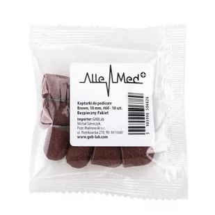 Allemed Kapturki do pedicure 10 mm gradacja 60 10 szt AlleMed Brązowy Brown - Frezarki do paznokci - miniaturka - grafika 1