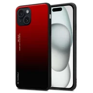 Etui i futerały do telefonów - Etui Cadorabo do Apple iPhone 15 PLUS w kolorze CZERWONYM - CZARNYM Dwukolorowe etui ochronne wykonane ze szkła hartowanego i silikonowej nakładki TPU na telefon komórkowy - miniaturka - grafika 1