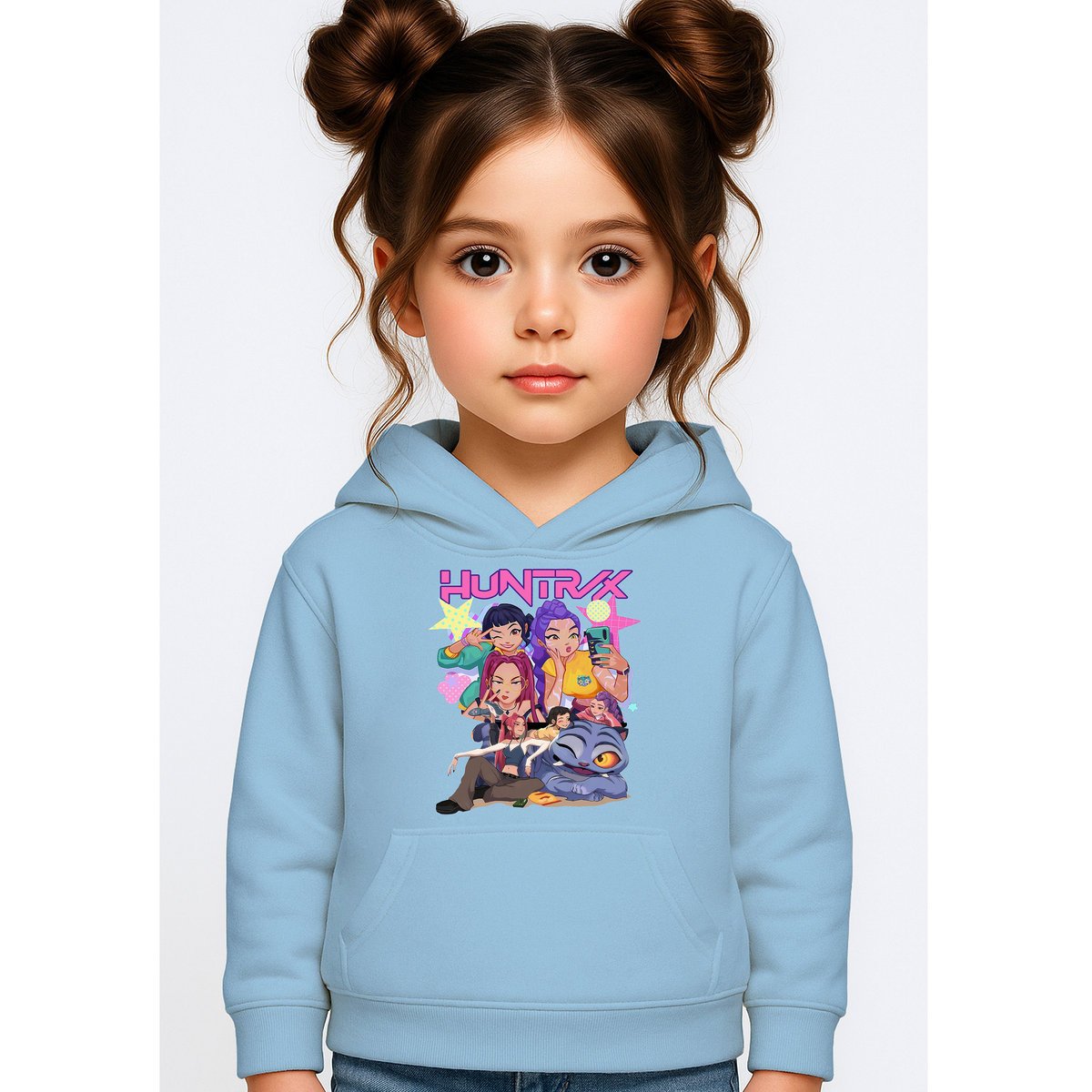 BLUZA DZIECIĘCA KPOP DEMON HUNTERS HUNTRIX 122-128 Z KAPTUREM BAWEŁNIANA