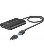 Kable komputerowe i do monitorów - Sonnet Adapter USB 3 Dual 4K 60Hz DisplayPort, for M1 Macs (Kolor: CZARNY, 30cm) - miniaturka - grafika 1