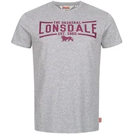 Koszulki męskie - Lonsdale nybster koszulka męska, szary (Marl Grey/Oxblood, L - miniaturka - grafika 1