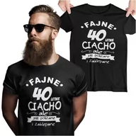 Gadżety dla niej i dla niego - Koszulka na urodziny na 40 czterdziestkę z nadrukiem Fajne 40 letnie ciacho ale już polizane i zaklepane - miniaturka - grafika 1