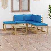 Meble ogrodowe - vidaXL Lumarko 6-cz. zestaw wypoczynkowy do ogrodu, jasnoniebieskie poduszki! 3065063 - miniaturka - grafika 1