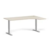 Stoły i stoliki do biura - Stół z regulacją wysokości, 2 silniki, 745 - 1215 mm, narożny prawy, blat 1800 x 1200 mm, podstawa szara, brzoza - miniaturka - grafika 1