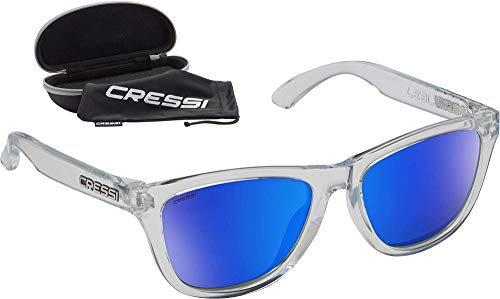 Cressi Unisex-Adult Leblon Sunglasses Sportowe okulary przeciwsłoneczne ,Kryształowy lód/Jasny Niebieski Lustrzany Obiektyw Niebieski ,Jeden rozmiar ,XDB100586