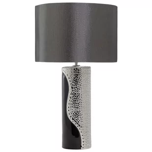 Beliani Lampa stołowa Lampka nocna porcelanowa czarno-srebrna AIKEN 43445 - Lampy stojące - miniaturka - grafika 1