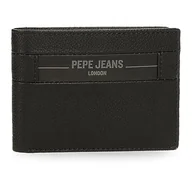 Portfele - Pepe Jeans Checkbox Poziomy portfel z portmonetką Czarny 11,5x8x1 cms Skóra, czarny, Talla única, Portfel poziomy z portmonetką - miniaturka - grafika 1