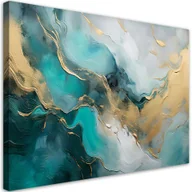 Obrazy i zdjęcia na płótnie - Feeby Obraz na płótnie, Marmur Abstrakcja Glamour Złoty Turkusowy 60x40cm - miniaturka - grafika 1