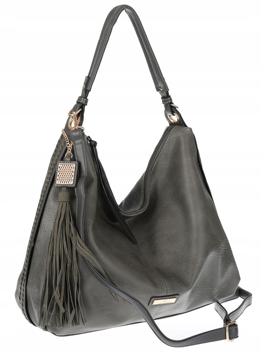 Torebka Damska Shopper Worek Pojemna Modna Duża Miejska Torba CH6624 Szara