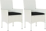 Fotele i krzesła ogrodowe - vidaXL Krzesła ogrodowe z poduszką 2 szt. Biały polirattan - miniaturka - grafika 1