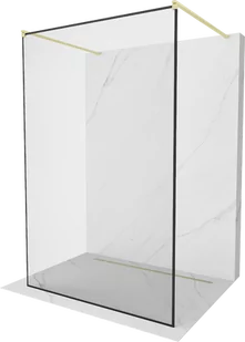 Mexen Kioto ścianka prysznicowa wolnostojąca 110 x 200 cm, czarny wzór 8 mm, złota szczotkowana - 800-110-002-55-70 - Ścianki i drzwi prysznicowe - miniaturka - grafika 1