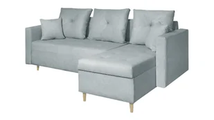 MARPUR narożnik rozkładany OTTO I 230x145 cm tapicerowany w kształcie litery L z funkcją spania, z podstawą łóżka i poduszkami, uniwersalny bok, mocna tkanina ELEMENT 16, szaro-niebieski - Narożniki - miniaturka - grafika 1