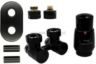 Varioterm Zawór odcinający kątowy Premium Exclusive All In One z głowicą termo - czarny mat PEX - alu-pex APREGS0224C/FK(PEX) - Zawory i kraniki - miniaturka - grafika 1