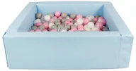 Suche baseny - Kwadratowy suchy basen z ekoskóry z 300 piłeczkami (pudrowy niebieski/baby blue/biały, transparentny, pudrowy róż, szary) - miniaturka - grafika 1