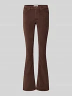 Spodnie damskie - Spodnie sztruksowe o rozkloszowanym kroju z mieszanki bawełny model ‘MARY’ - miniaturka - grafika 1