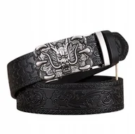 Paski - Pas pasek SKÓRZANY AUTOMATYCZNY skóra naturalna srebrny SMOK ŁAPY 125 cm - miniaturka - grafika 1