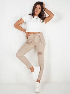 Spodnie damskie jeansowe ALEX ciemnobeżowe Dstreet UY1876-XL - Spodnie damskie - miniaturka - grafika 1