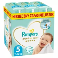 Pieluchy - Pampers Premium Care 5 JUNIOR 136 szt 11-16 kg) ZAPAS NA MIESIĄC pieluchy jednorazowe - miniaturka - grafika 1