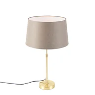 Lampy stojące - QAZQA Lampa stołowa regulowana złota/mosiądz klosz szarobrązowy 35 cm - Parte - miniaturka - grafika 1