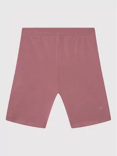 Spodnie sportowe damskie - 4F Szorty sportowe HJL22-JLEG003 Różowy Slim Fit - grafika 1