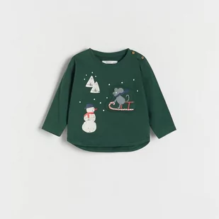 Reserved - Świąteczny longsleeve oversize - Zielony - Koszulki dla chłopców - miniaturka - grafika 1