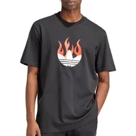 Koszulki sportowe męskie - Koszulka adidas Originals Flames Logo IS0178 - czarna - Adidas - miniaturka - grafika 1
