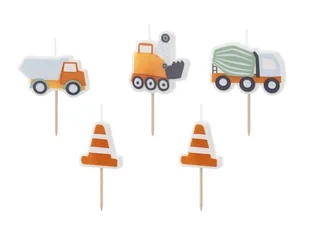 Świeczki urodzinowe Roboty Drogowe 4,5-5cm 3 szt. - Urodziny dla dorosłych - miniaturka - grafika 1
