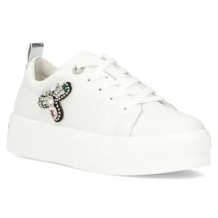 Buty sneakersy damskie białe na platformie skórzane Filippo DP6042/24-36 - Sneakersy damskie - miniaturka - grafika 1