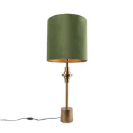 Lampy stojące - QAZQA Lampa stołowa art deco brąz klosz welurowy zielony 40cm - Diverso - miniaturka - grafika 1